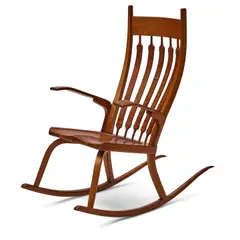 Lyle Otten, Rocking Chair, walnut, with artist's plaque attached to the underside