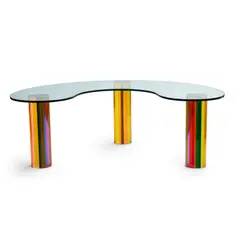 Vasa Mihich, Three Columns, laminated cast acrylic, with later glass top for use as a dining table, apparently unsigned