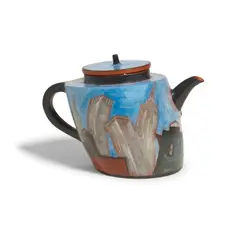 Lydia Buzio, Roofscape Teapot XIII, burnished and glazed earthenware, incised 'L