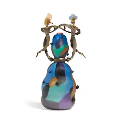 Exotic Motion by Dan Dailey, blown and applied glass, gilt brass, cast and patinated bronze, sold Jul 2024