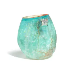 Dale Chihuly, Turquoise Soft Cylinder with Crimson Lip Wrap, blown glass, etched 'Chihuly 1988' on underside
