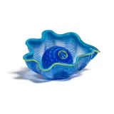 Two Piece Azure Seaform Set with Yellow Lip Wrap by Dale Chihuly, for Portland Press, blown glass, incised 'Chihuly PP11' on the underside of larger element, sold Jul 2024