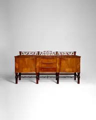 Otto Prutscher, Sideboard, for Anton Popischil, solid, veneered, and inlaid walnut, brass pulls, metal manufacturer's label affixed to inside door