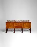 Otto Prutscher, Sideboard, for Anton Popischil, solid, veneered, and inlaid walnut, brass pulls, metal manufacturer's label affixed to inside door