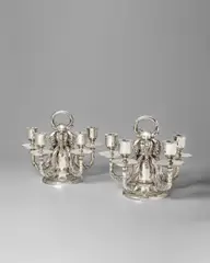 Georg Jensen, Pair of Five-Light 'Grape' Candelabra