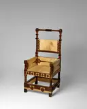Throne Chair by Carlo Bugatti, copper, pewter, ebony, parchment and ivorine, offered Jun 2024