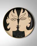 Jean Cocteau, 'Les Dioscures', 1958, partially glazed white earthenware within colored engobe, incised 'Jean Cocteau' and 'Edition originale de Jean Cocteau Atelier Madeline
