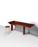 Le Corbusier, Console Desk and Stool, black stained wood, teak, steel