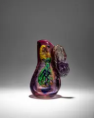 Marc Chagall, 'Lovers', for Fucina degli Angeli Venezia, blown glass with internal bubbles, applied with polychrome glass, engraved 'E