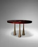 Angelo Mangiarotti, Dining table, for La Sorgente del Mobile, cast iron, solid and veneered mahogany