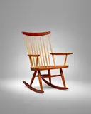 George Nakashima, 'New Chair Rocker with Arms', American black cherry, hickory, ink mark 'George Nakashima May 28 1987'
