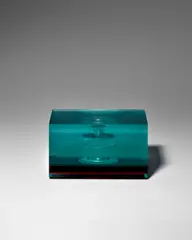 'Red Lumina With Solarized Green' by Tom Patti, glass, together with illuminated plexiglass display case, sold Jun 2024