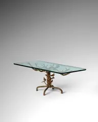 Paula Swinnen, Tree-Form Coffee Table, polished bronze, glass