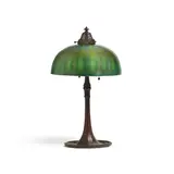 Tiffany Studios, Table Lamp, decorated Favrile glass, patinated bronze, based stamped 'TIFFANY STUDIOS NEW YORK 612'