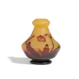 Footed Vase by Cristallerie Daum, mottled cameo glass with partial martelé, signed 'DAUM NANCY FRANCE' with cross of Lorraine, offered Mar 2024