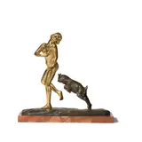 Thomas François Cartier, Nude with Goat, patinated and gilt bronze on marble base