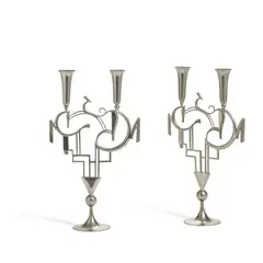 Hagenauer, Pair of Two-Light Deer Candelabra