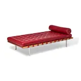 Barcelona Daybed by Ludwig Mies van der Rohe, for Knoll, walnut, leather, stainless steel, sold Mar 2024