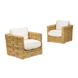 Adrien Audoux & Freda Minet, Pair of Armchairs, braided rope, upholstery