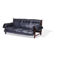 Mole Sofa by Sergio Rodrigues, rosewood, black leather, sold Mar 2024
