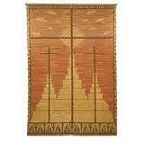 Ruth Ingvarsson, Three Crosses Tapestry, woven wool textile, woven initials 'RI' lower right