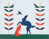Clare Rojas, Untitled (Red Fox and Blue Deer)