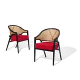 Edward Wormley, Pair of 'Y' Captain's Chairs, model 5957 for Dunbar, ebonized wood, cane, upholstery, brass