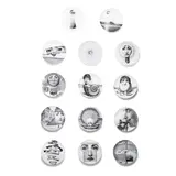 Group of Fourteen Themes and Variations Dinner Plates by Piero Fornasetti, porcelain, each signed with Fornasetti mark and numbered, sold Mar 2024