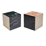 Aimee Song, Pair of Cube Form Side Tables, various marble surfaces