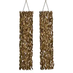 Bijan Studios, Pair of Brutalist Leaf Hanging Screens, brass, glass