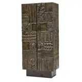 Sculpted PE 43 Cabinet by Paul Evans, bronze, composite, enameled steel, sold Mar 2024