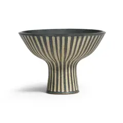 Striped Compote by Harrison McIntosh, glazed stoneware, offered Mar 2024