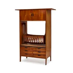 Sam Maloof, Cradle Hutch, walnut, signed 'Made in 1971 / Sam Maloof / Woodworker' with copyright symbol