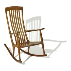 Robert Erickson, Rocking Chair, walnut, signed, dated and inscribed 'Robert Erickson 1985 26 / Nevada City, California' on underside