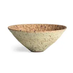 Dame Lucie Rie, Conical Vase, stoneware, pitted green glaze, stamped mark 'LR'