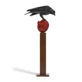 Peter Woytuk, Crow on Pomegranate, cold painted bronze