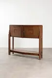 Marcel-Louis Baugniet, Buffet, vers 1927, Oak, chromium plated hexagonal lockplates, with compartment underneath the base shelf