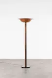 Marcel-Louis Baugniet, Lampadaire en cuivre et métal laqué noir, A copper and black lacquered metal floor lamp