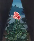 Jane Graverol, Le don de la parole, Oil and velvet on panel