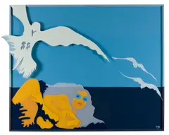 Evelyne Axell, Marine, Enamel on Plexiglas, unalit and artist's frame