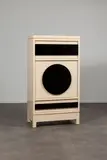 Emile Veranneman, Meuble T.V. et radio, White and black lacquered wood with three fall-front doors