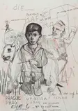 Stéphane Mandelbaum, Die Portrait von Kafka, Mine de plomb, crayon de couleurs et stylo bille sur papier