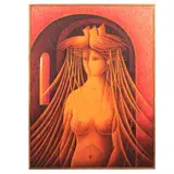 Miguel Hernández Urbán, Sor Juana en el Claustro, 1995, Acrílico sobre tela