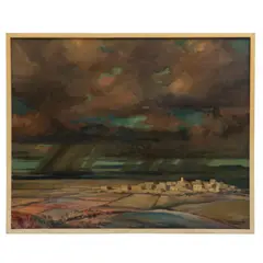 Antonio López Oliver, Paisaje lluvioso, óleo sobre tela