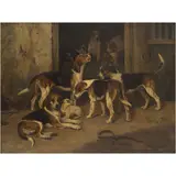 Escena Con Perros, EUROPA, SIGLO XIX, Óleo sobre tela