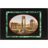 Capricho Arquitectónico, EUROPA, SIGLO XX, Óleo sobre placa de material pétreo con aplicaciones de malaquita