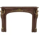 Frontal de Chimenea, FRANCIA, CA., 1900, Talla en mármol con guarniciones de bronce dorado