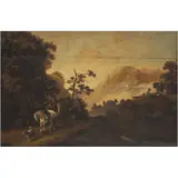 PAISES BAJOS, SIGLO XVII by Vista de Camino Con Carreta, Óleo sobre madera, offered Oct 2024
