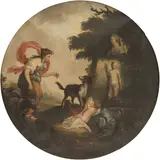 EL INFANTE CIRO CON LA ESPOSA DEL PASTOR SPAKO by A la Manera de François Boucher, Óleo sobre tela, offered Oct 2024