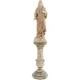 Sagrado Corazón de Jesús, EUROPA, SIGLO XX, Talla en alabastro sobre columna tallada en mármol veteado